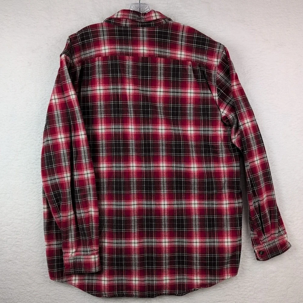 Carhartt‎ Hubbard Plaid Button Up Shirt Men's XL TALL Long Sleeve Red Brown